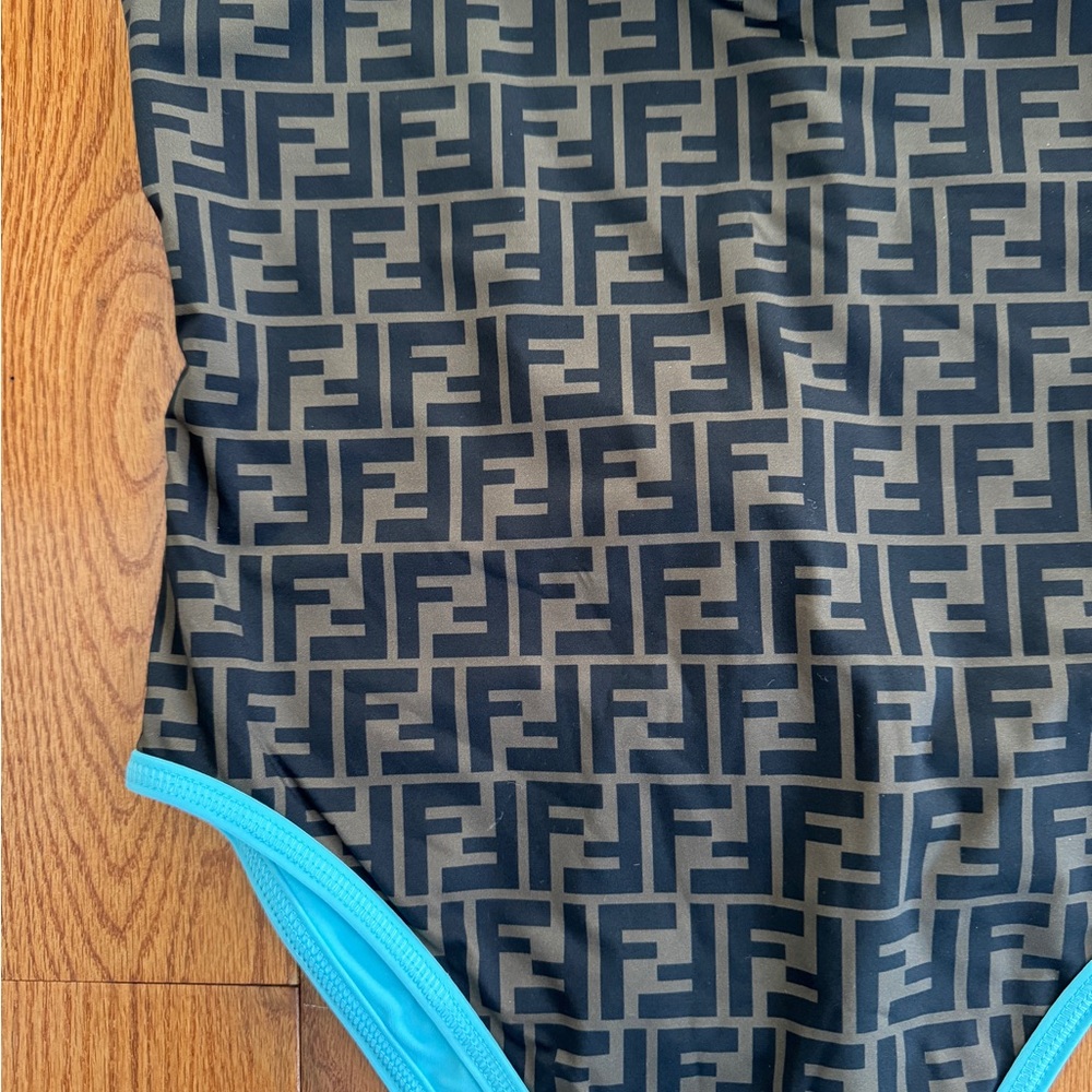 Fendi Neoclassic Tobacco One-Piece Bathing Suit. IT size 46/U.S. 10. NWT. - Picture 2 of 6